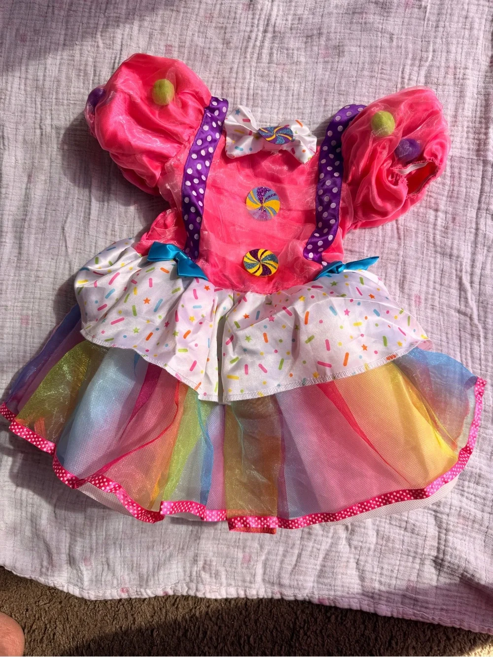 Carter's Bright Pink Rainbow Sprinkle Candy Dress Costume - Picture 3 of 4